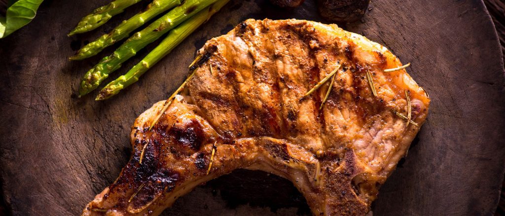 Grilled bone-in pork chops