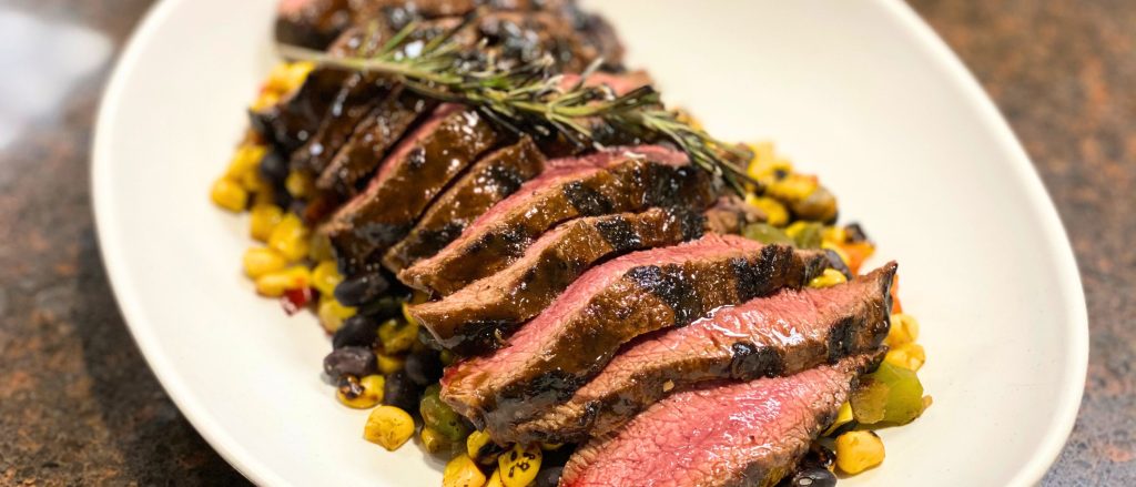 Grilled Flat Iron Steak with Rosemary