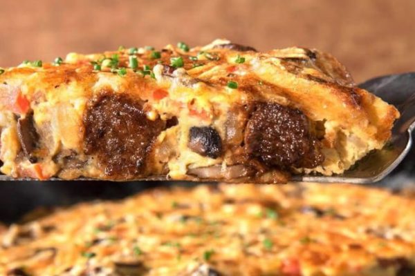 Beef Mushroom and Swiss Frittata