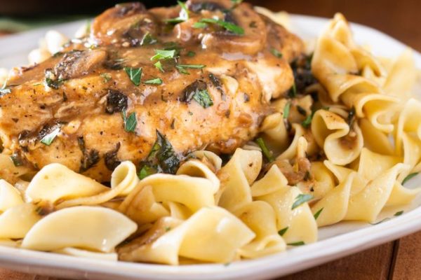 Chicken Marsala over Pasta