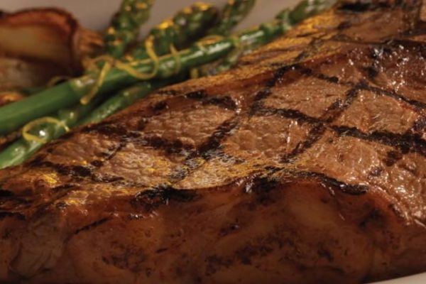 Porterhouse for Two with Lemon Potatoes & Asparagus