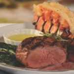 steak and lobster plated