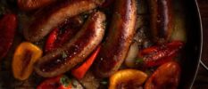Italian Sausage with Peppers, Onions & Polenta